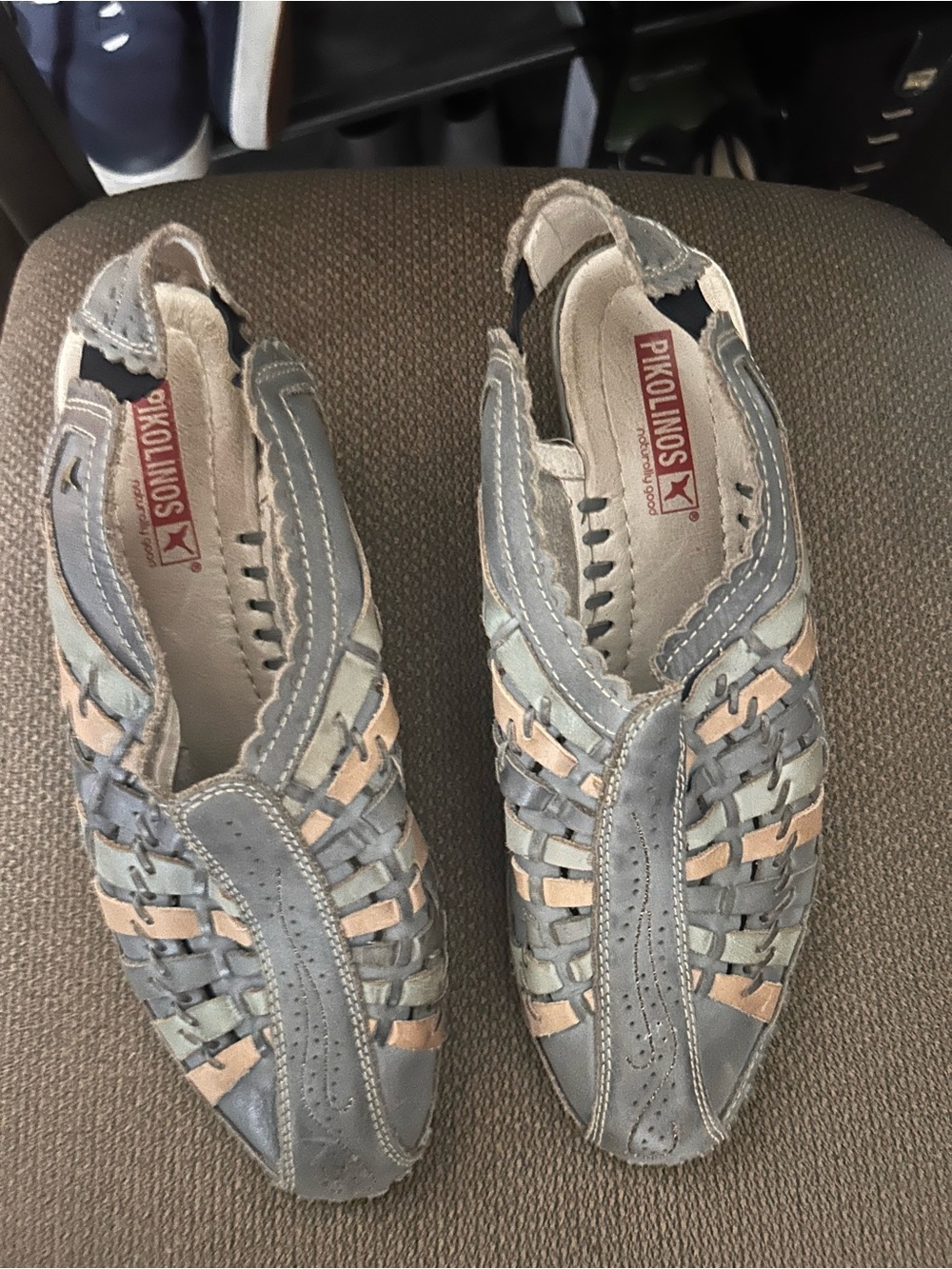 PIKOLINOS Multicolor Woven Leather Slingback Sandals
